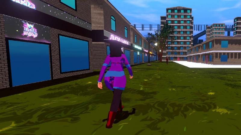 Gelica walking through the streets animation